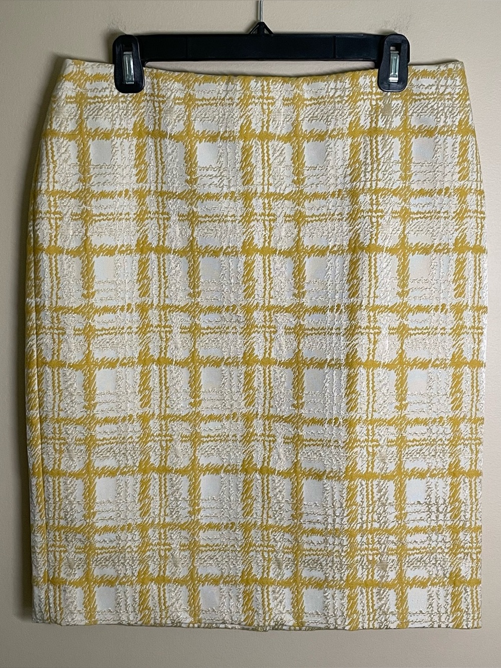 Talbots Women's Pencil Skirt Plaid Brocade Biege Yellow Ivory NEW w/Tags Size 10